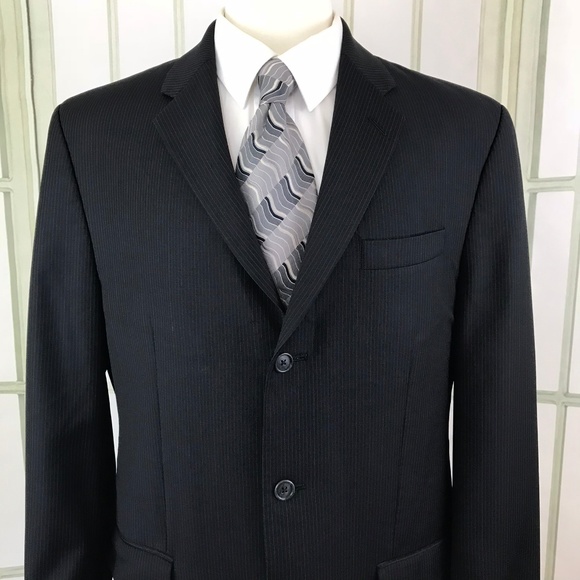 Calvin Klein 3 Button Suit Jacket Men's Size 42L Navy 5U15 - Picture 2 of 8